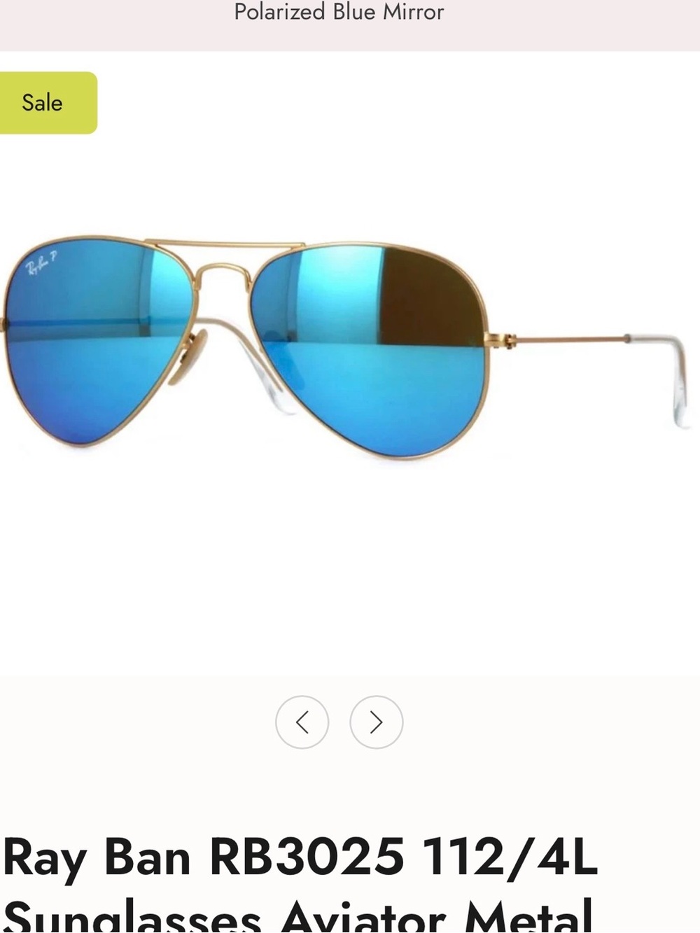 Ray Ban Blue Aviators with Gold Rims